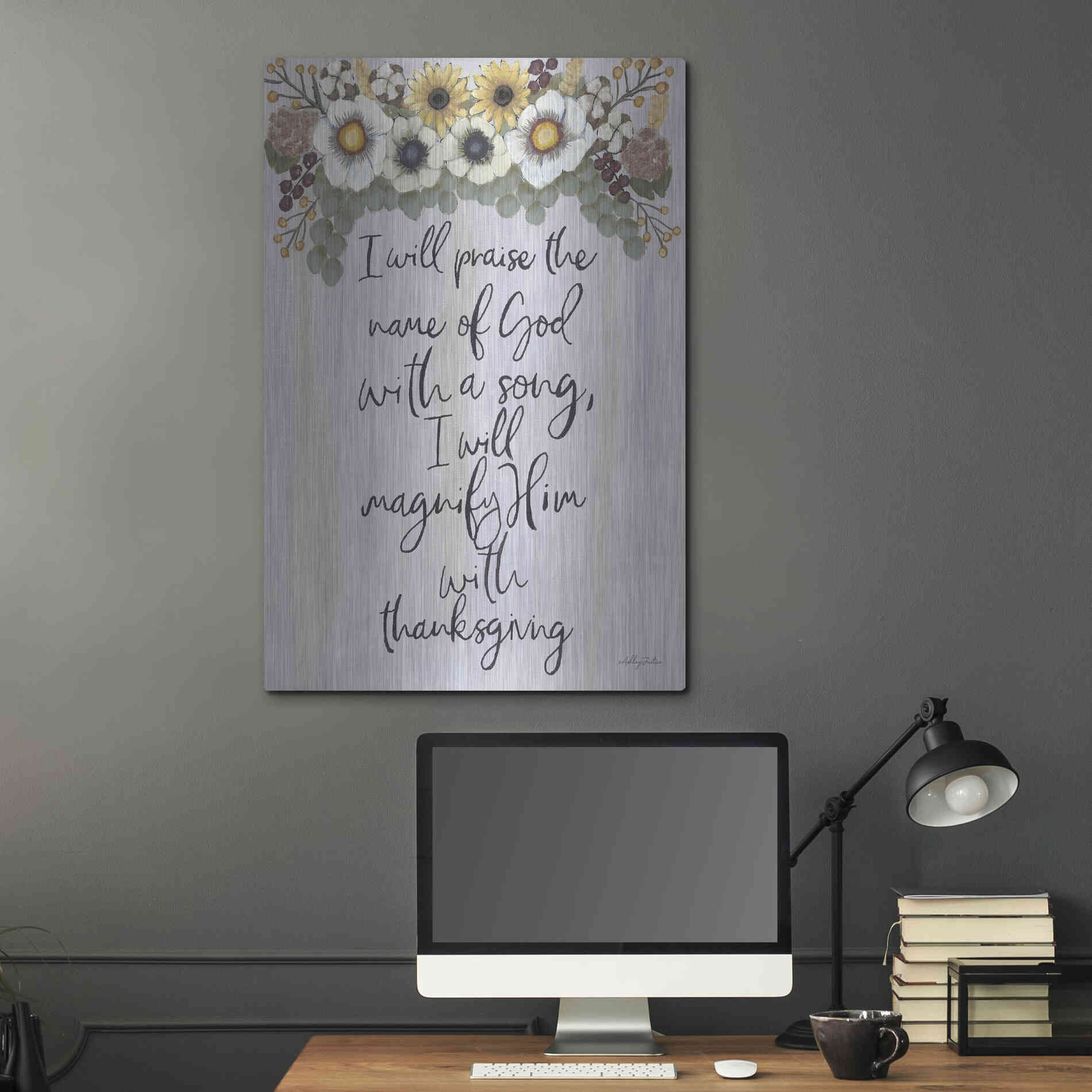 Luxe Metal Art 'I Will Praise the Name of God' by Ashley Justice, Metal Wall Art,24x36