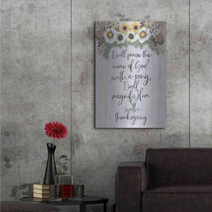 Luxe Metal Art 'I Will Praise the Name of God' by Ashley Justice, Metal Wall Art,24x36