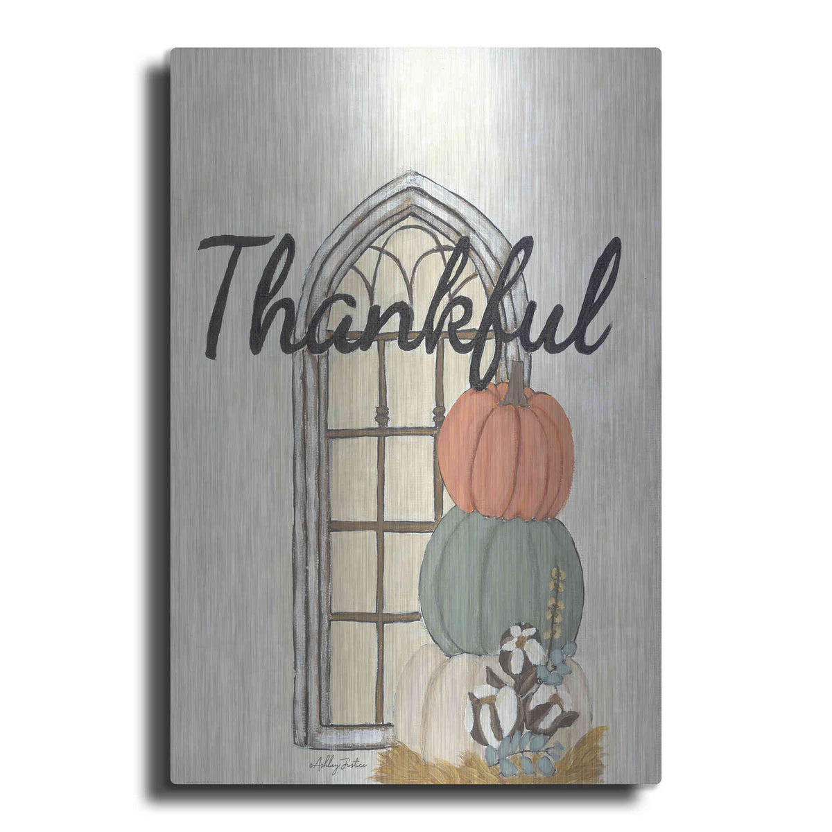 Luxe Metal Art 'Fall Thankful' by Ashley Justice, Metal Wall Art