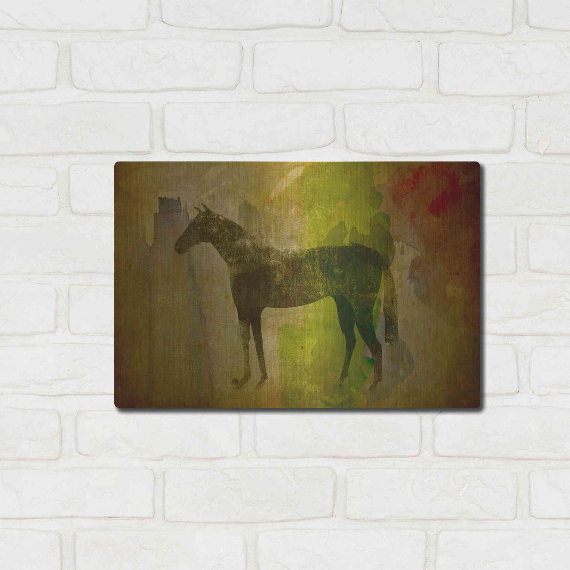Luxe Metal Art 'Cheval Noir v2' by Ryan Fowler, Metal Wall Art,16x12