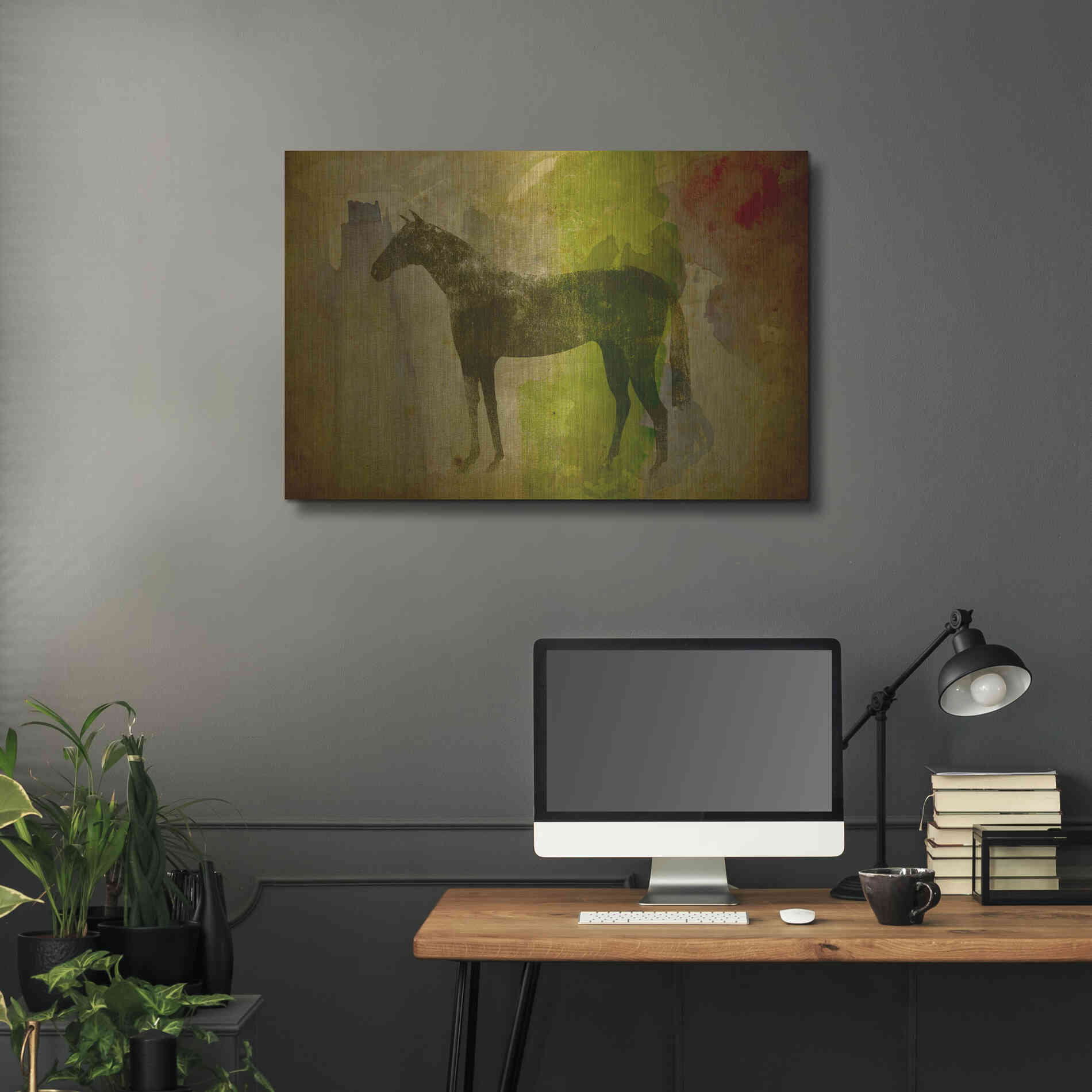 Luxe Metal Art 'Cheval Noir v2' by Ryan Fowler, Metal Wall Art,36x24