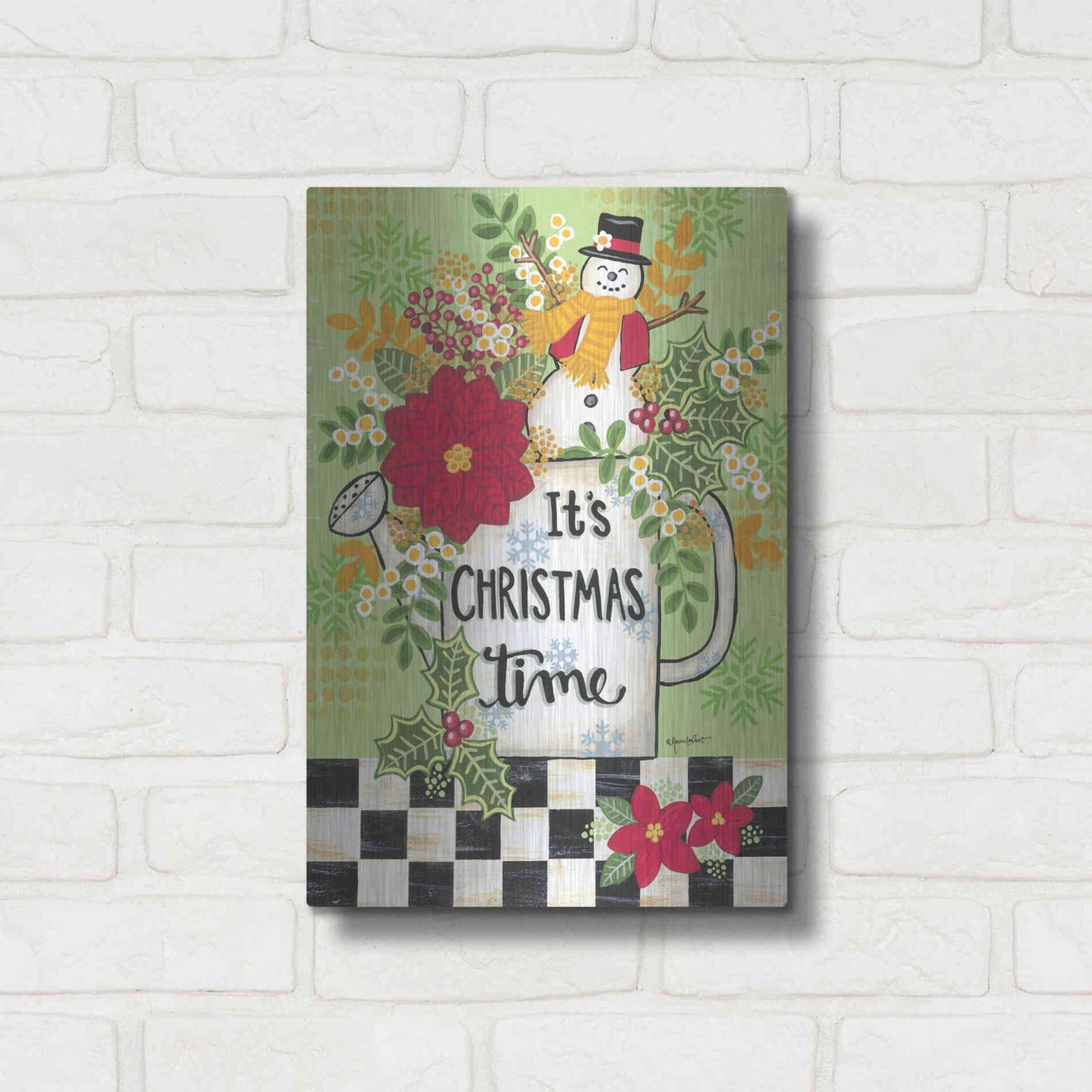 Luxe Metal Art 'It's Christmas Time' by Annie LaPoint, Metal Wall Art,12x16