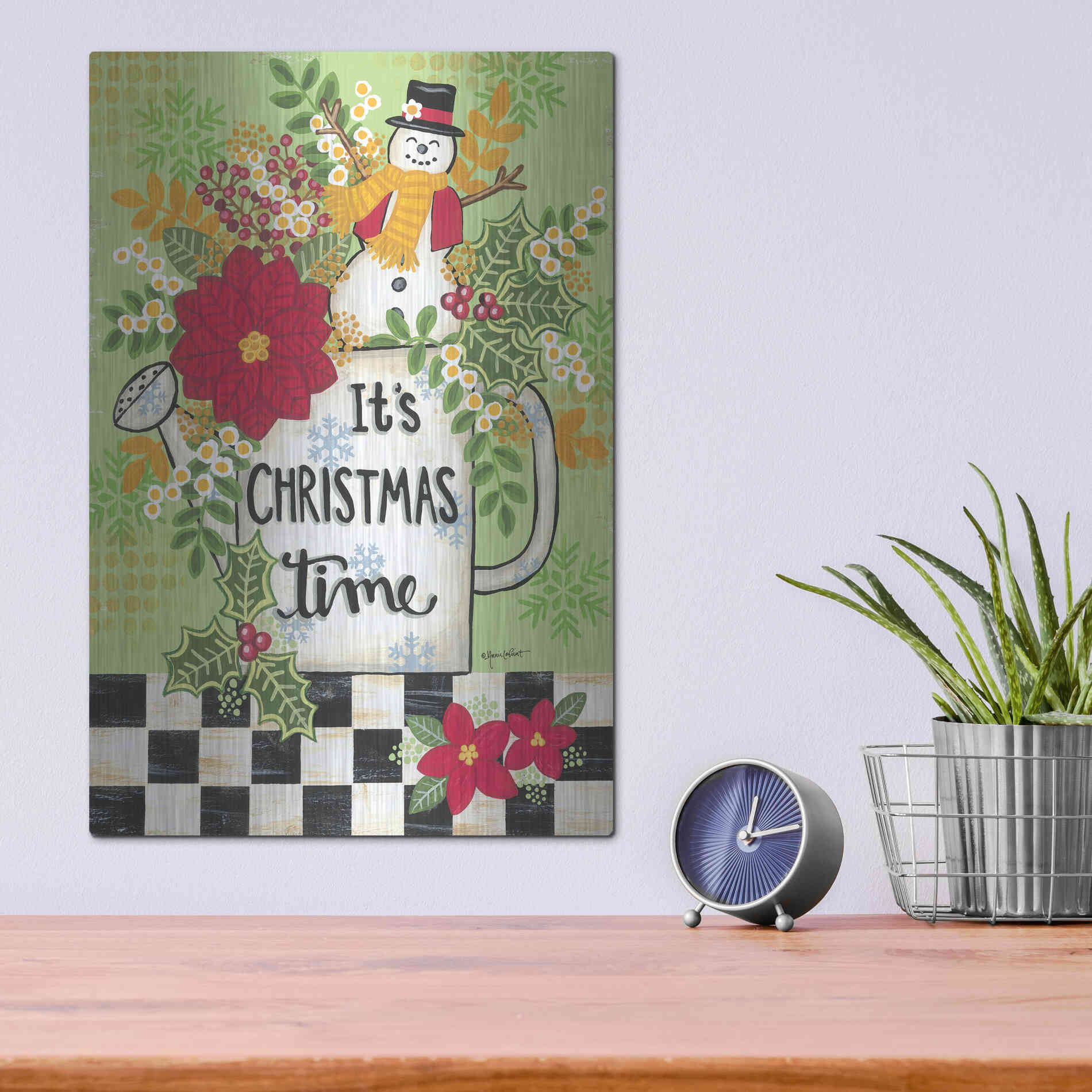 Luxe Metal Art 'It's Christmas Time' by Annie LaPoint, Metal Wall Art,12x16