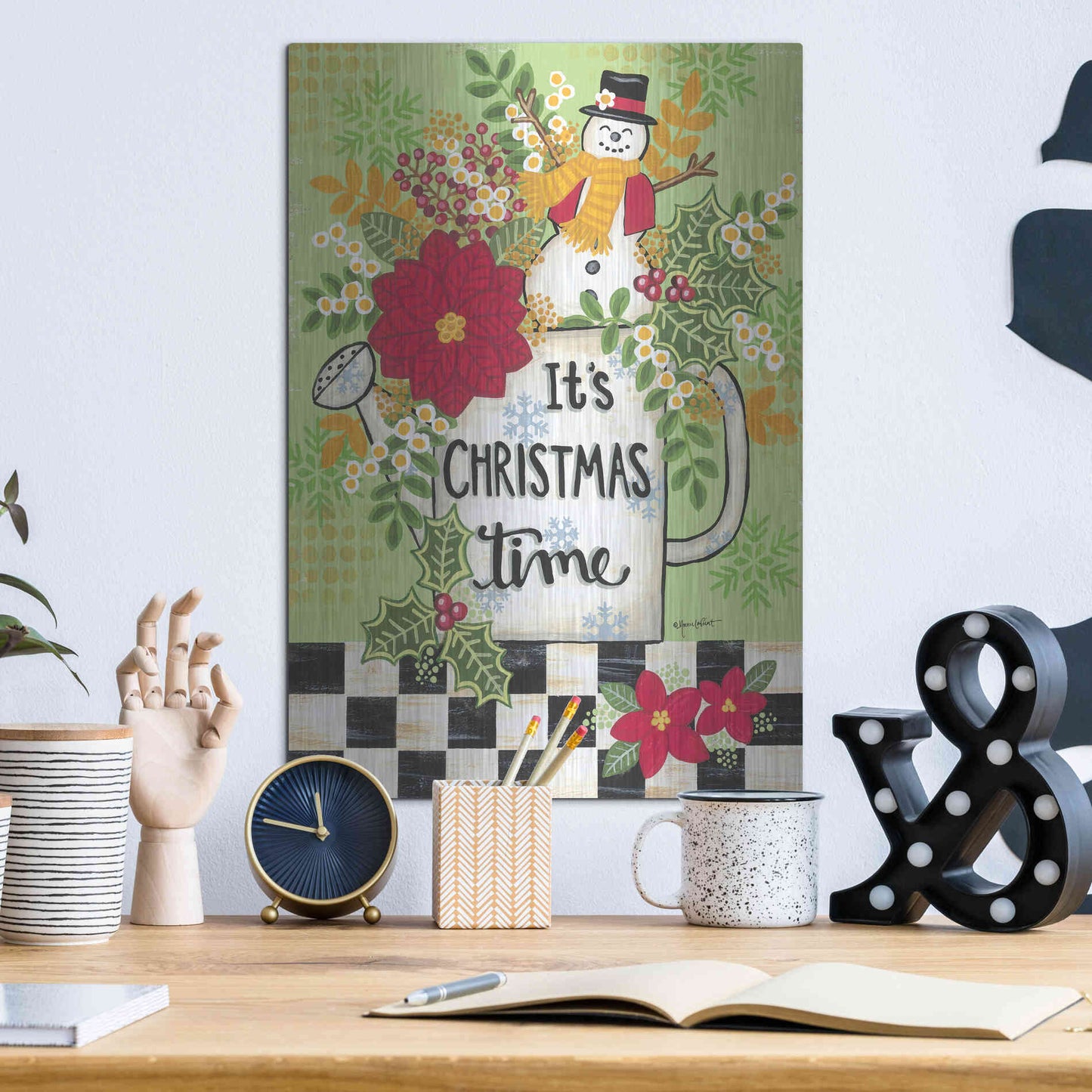 Luxe Metal Art 'It's Christmas Time' by Annie LaPoint, Metal Wall Art,12x16