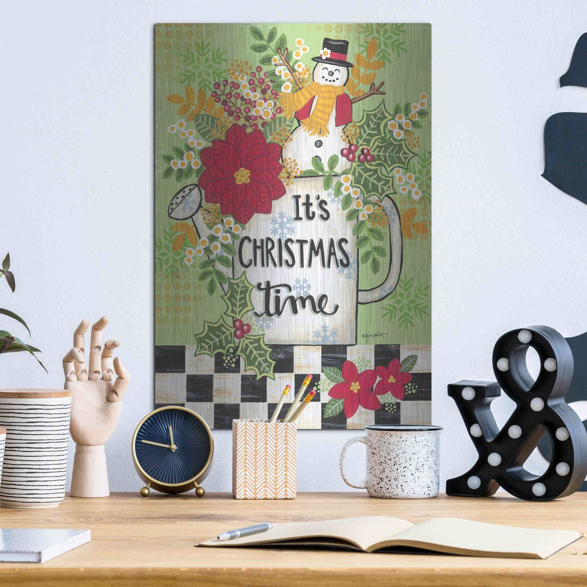 Luxe Metal Art 'It's Christmas Time' by Annie LaPoint, Metal Wall Art,12x16