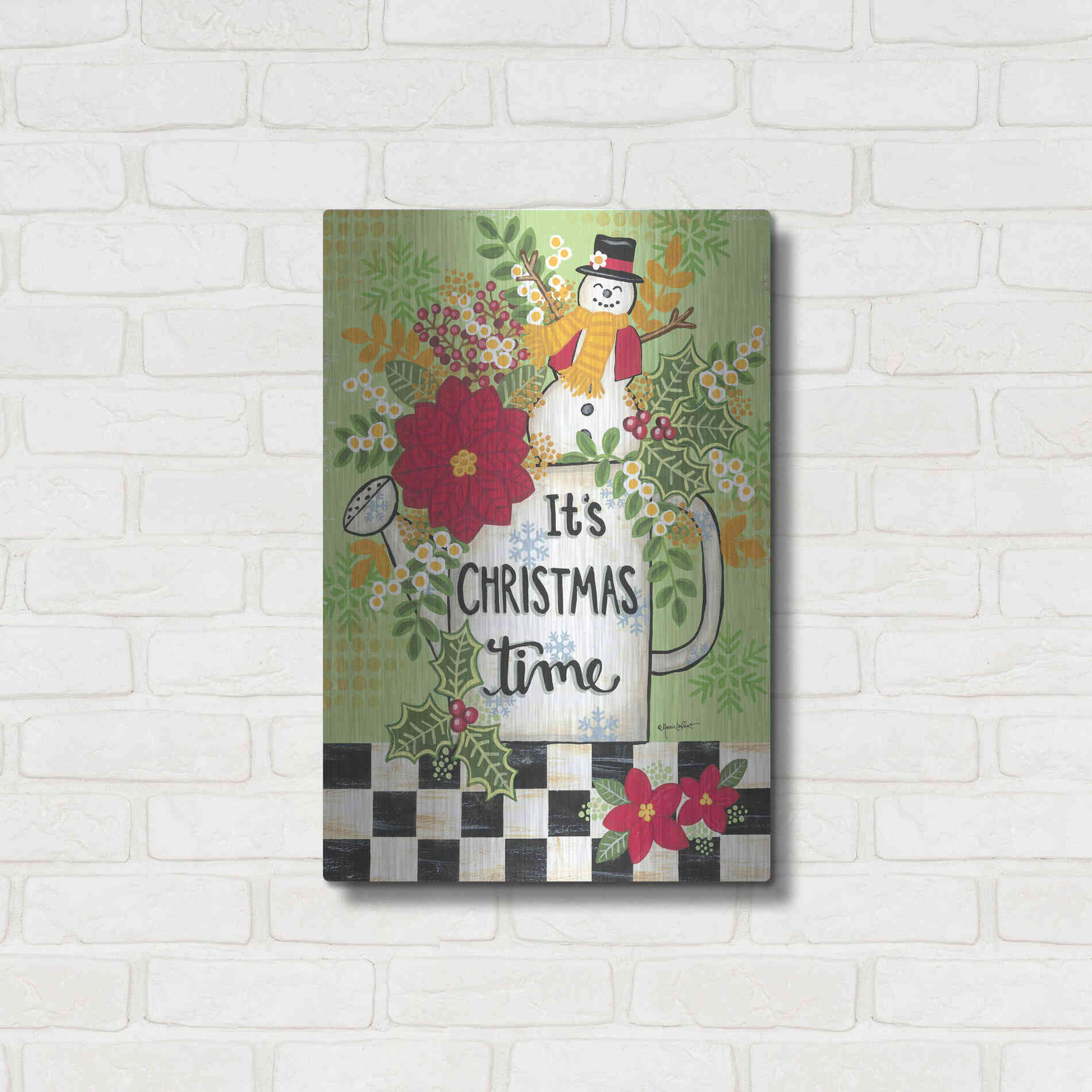 Luxe Metal Art 'It's Christmas Time' by Annie LaPoint, Metal Wall Art,16x24