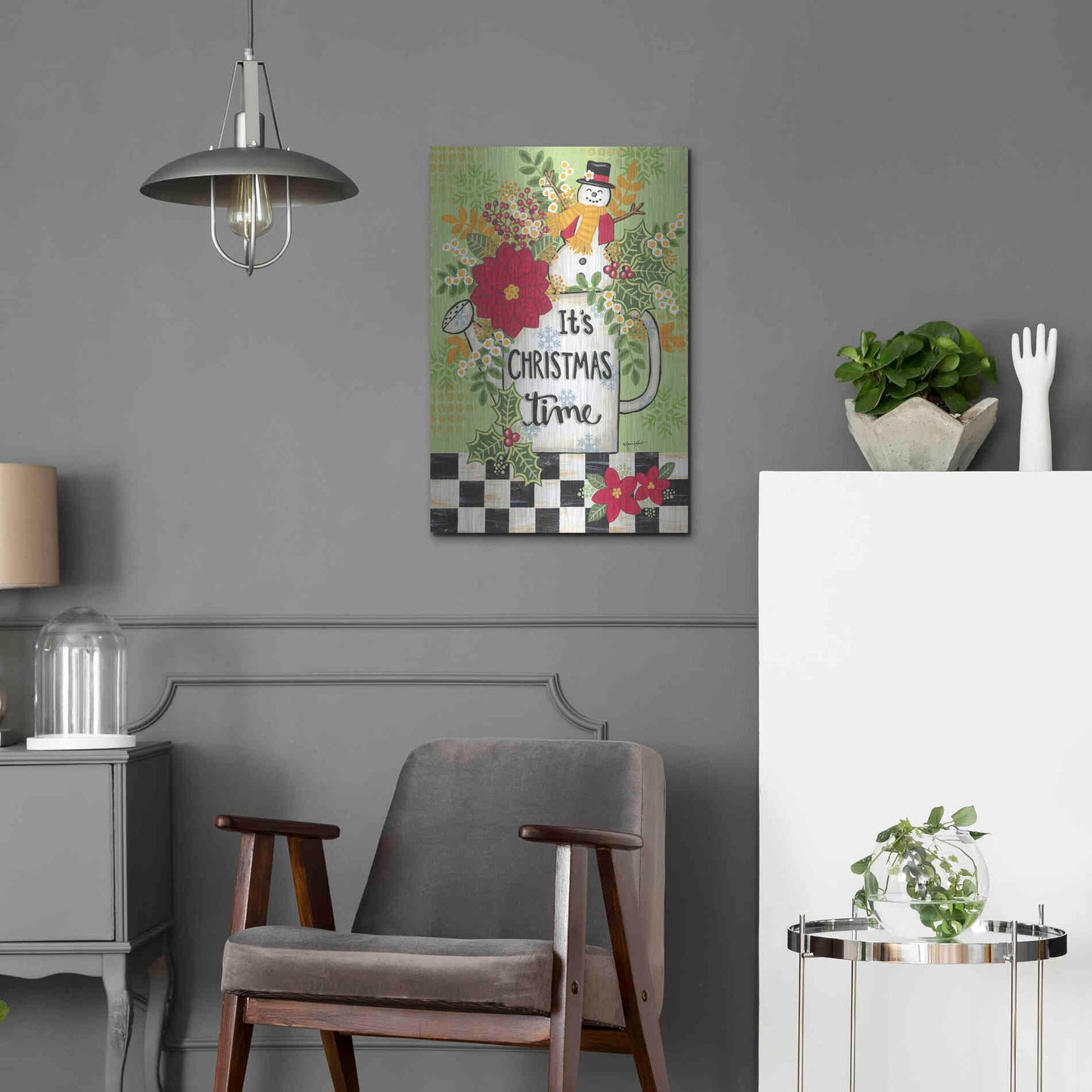 Luxe Metal Art 'It's Christmas Time' by Annie LaPoint, Metal Wall Art,16x24