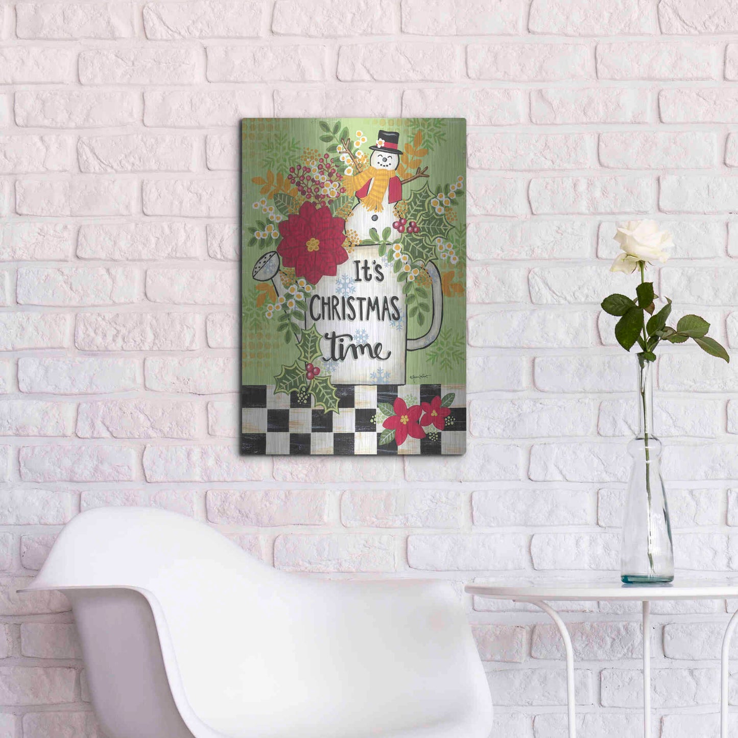 Luxe Metal Art 'It's Christmas Time' by Annie LaPoint, Metal Wall Art,16x24