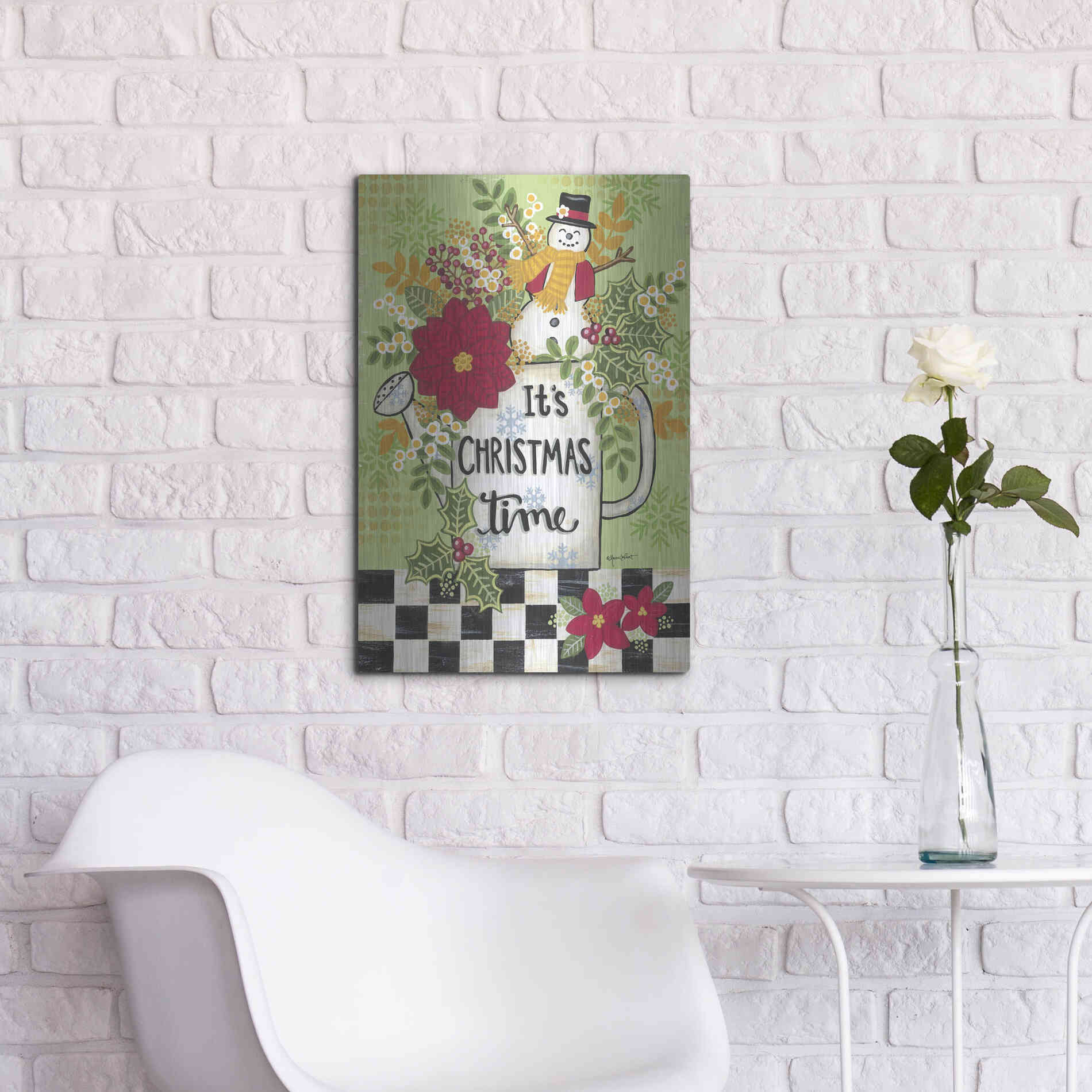 Luxe Metal Art 'It's Christmas Time' by Annie LaPoint, Metal Wall Art,16x24