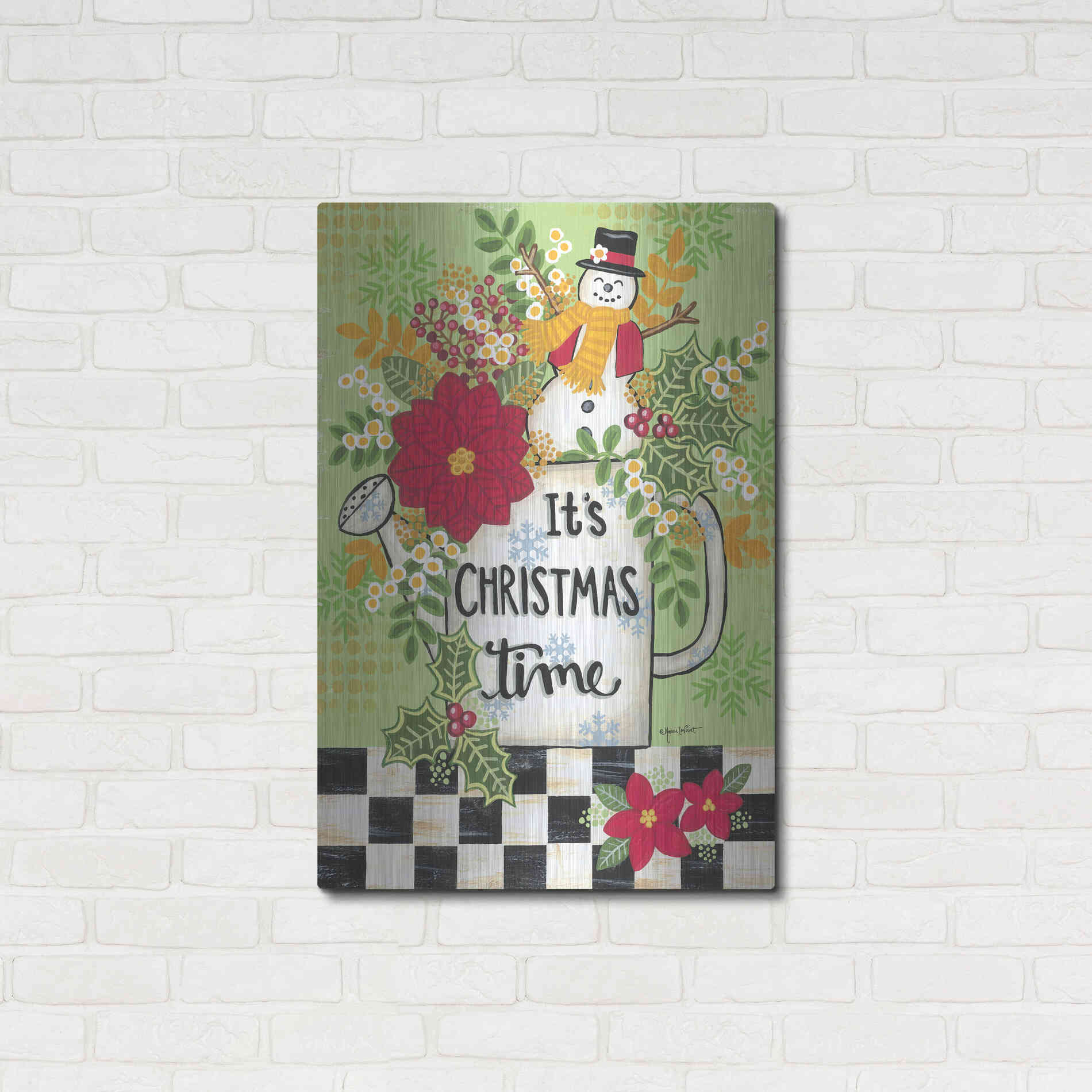 Luxe Metal Art 'It's Christmas Time' by Annie LaPoint, Metal Wall Art,24x36