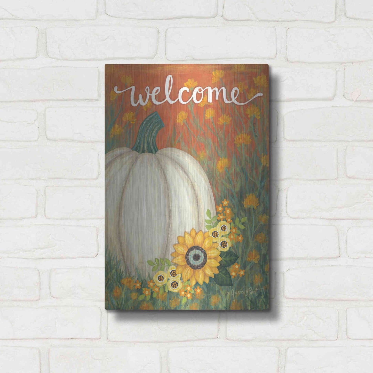 Luxe Metal Art 'Pumpkin Patch' by Annie LaPoint, Metal Wall Art,12x16