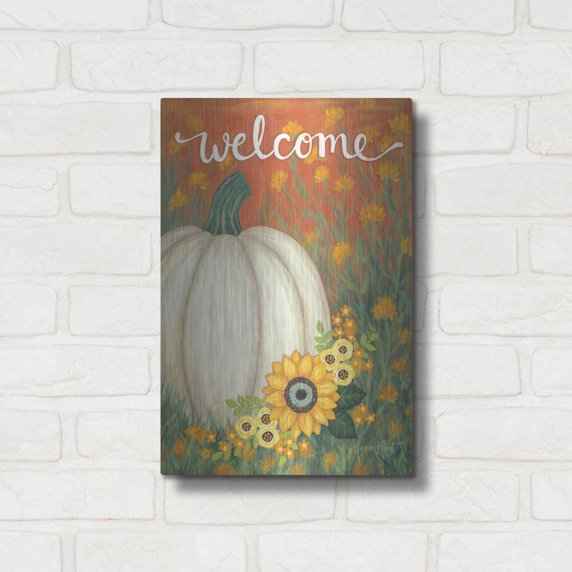 Luxe Metal Art 'Pumpkin Patch' by Annie LaPoint, Metal Wall Art,12x16