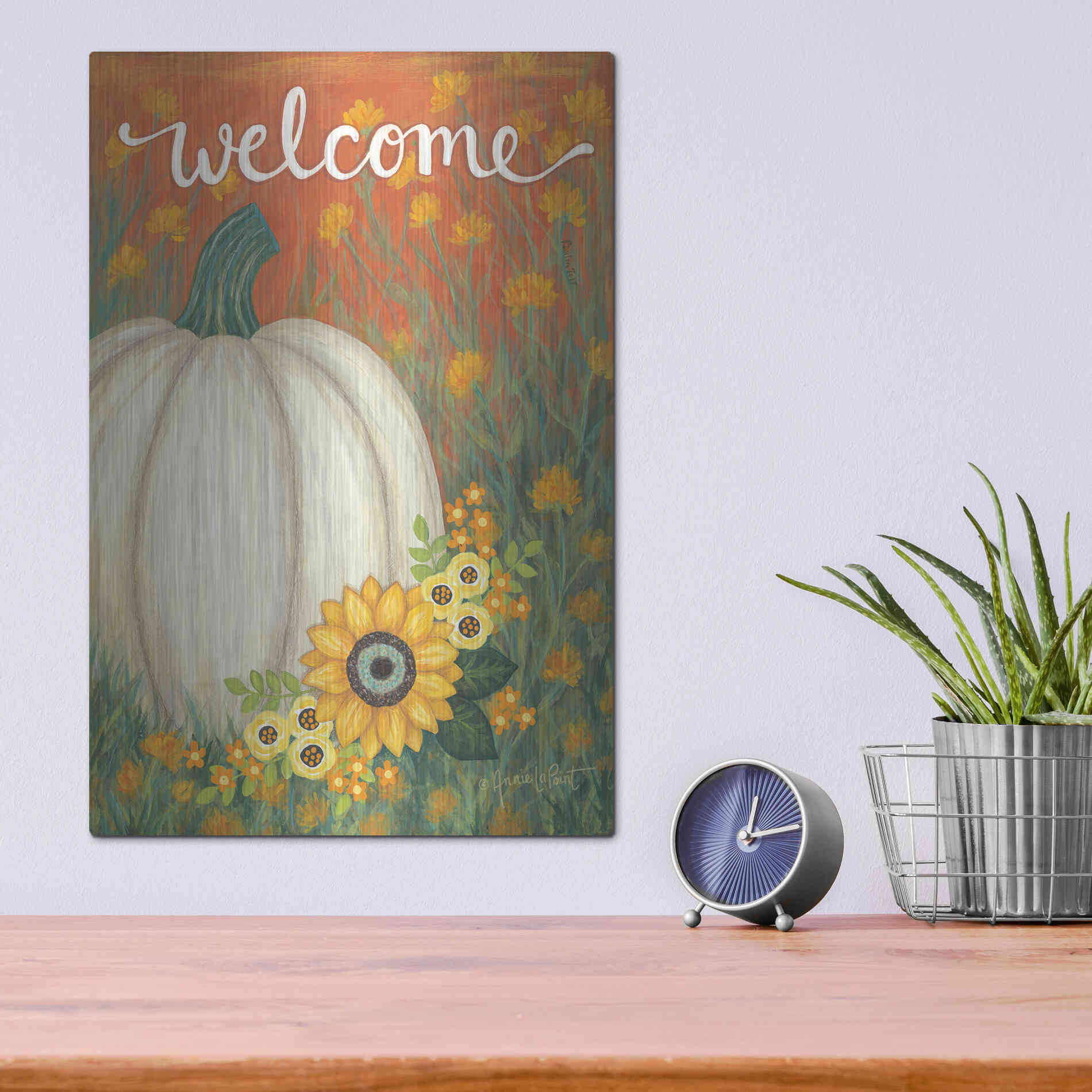 Luxe Metal Art 'Pumpkin Patch' by Annie LaPoint, Metal Wall Art,12x16