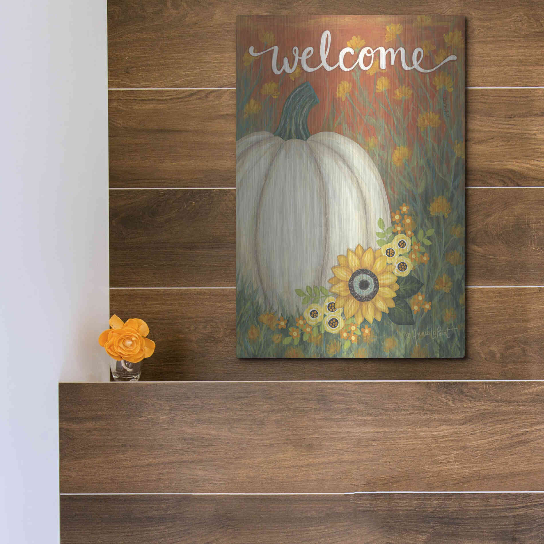 Luxe Metal Art 'Pumpkin Patch' by Annie LaPoint, Metal Wall Art,12x16