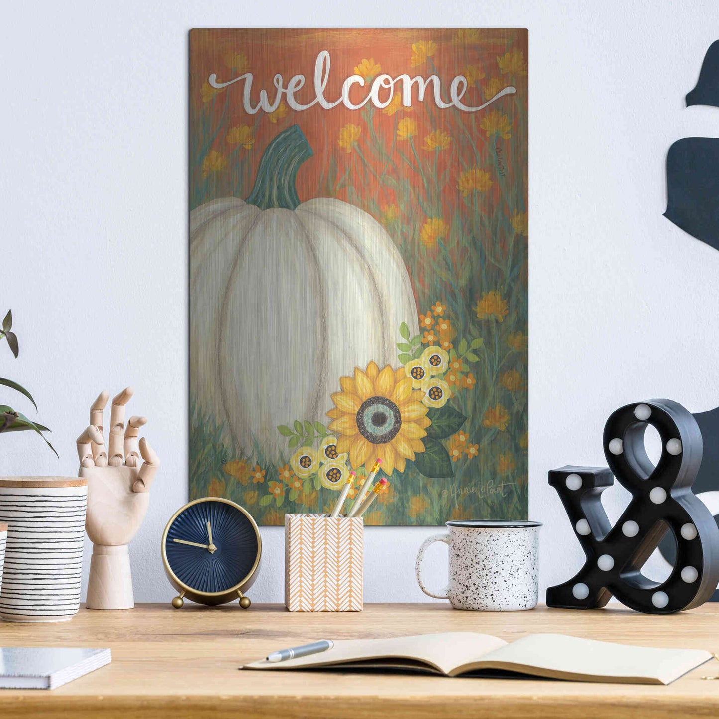 Luxe Metal Art 'Pumpkin Patch' by Annie LaPoint, Metal Wall Art,12x16