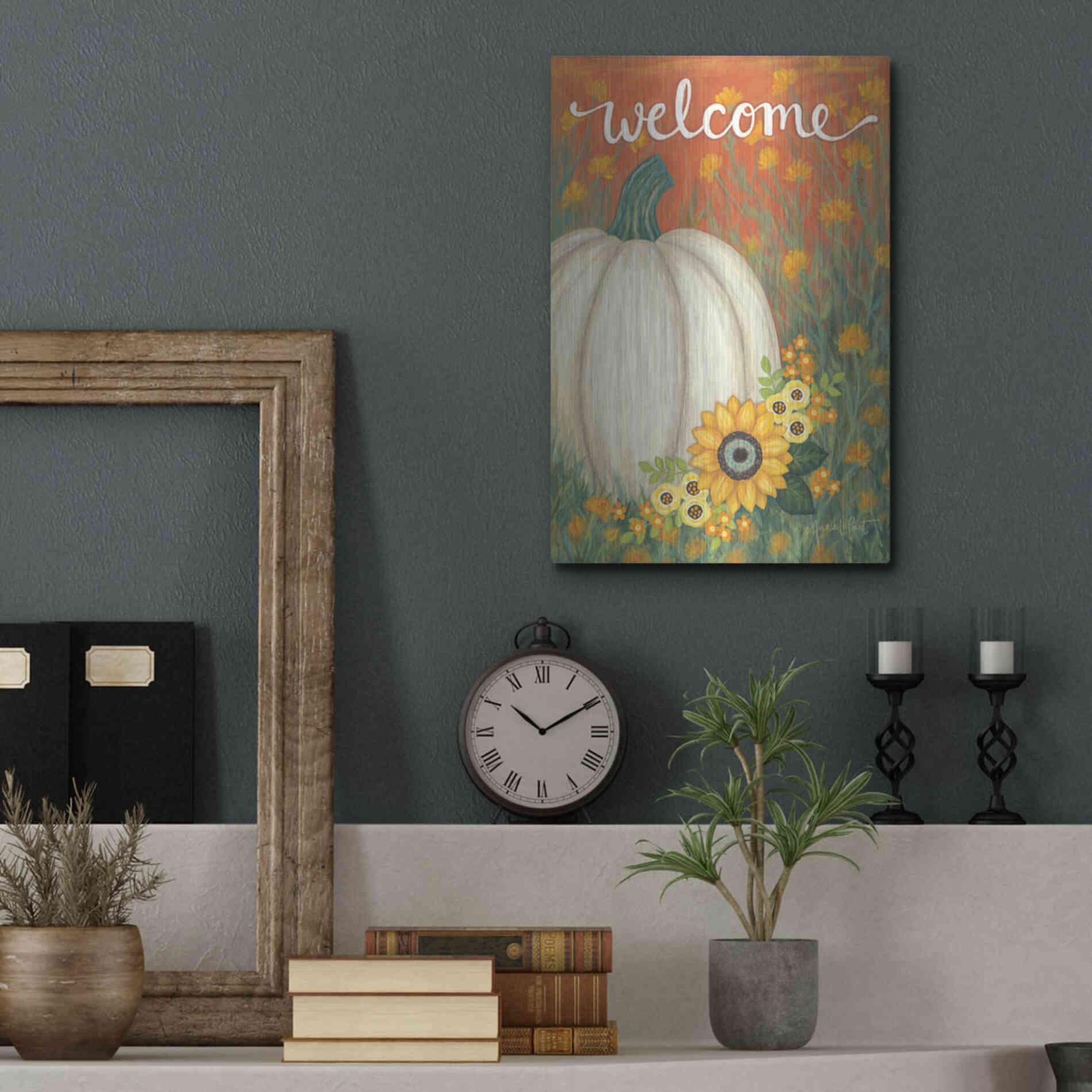 Luxe Metal Art 'Pumpkin Patch' by Annie LaPoint, Metal Wall Art,12x16