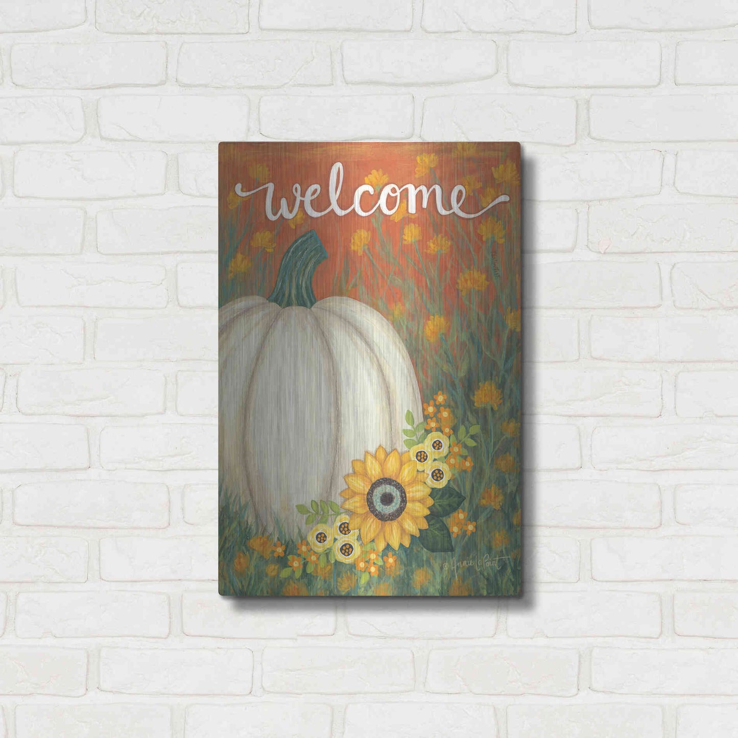 Luxe Metal Art 'Pumpkin Patch' by Annie LaPoint, Metal Wall Art,16x24