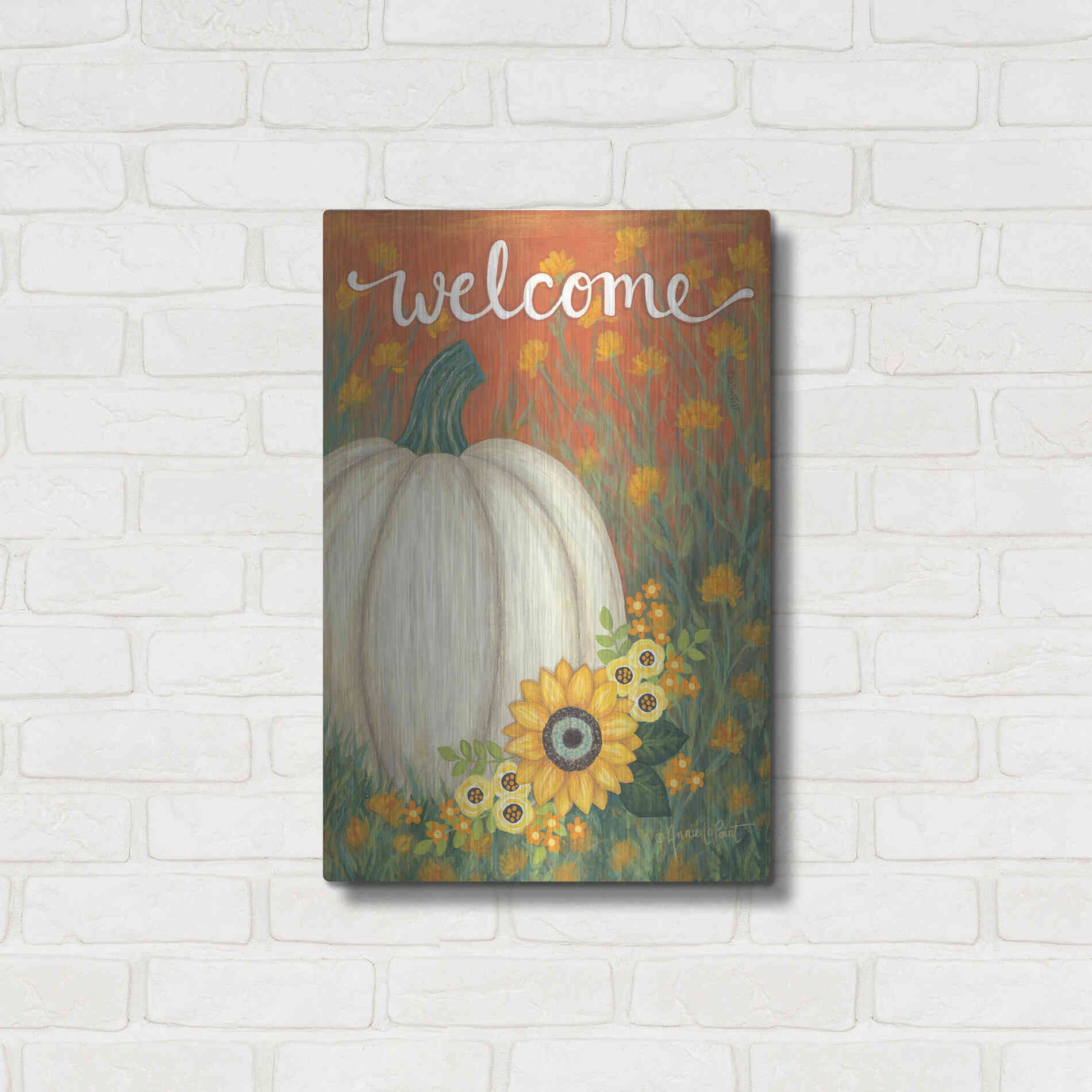 Luxe Metal Art 'Pumpkin Patch' by Annie LaPoint, Metal Wall Art,16x24