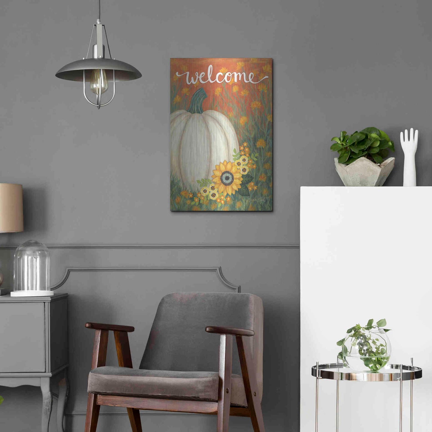 Luxe Metal Art 'Pumpkin Patch' by Annie LaPoint, Metal Wall Art,16x24