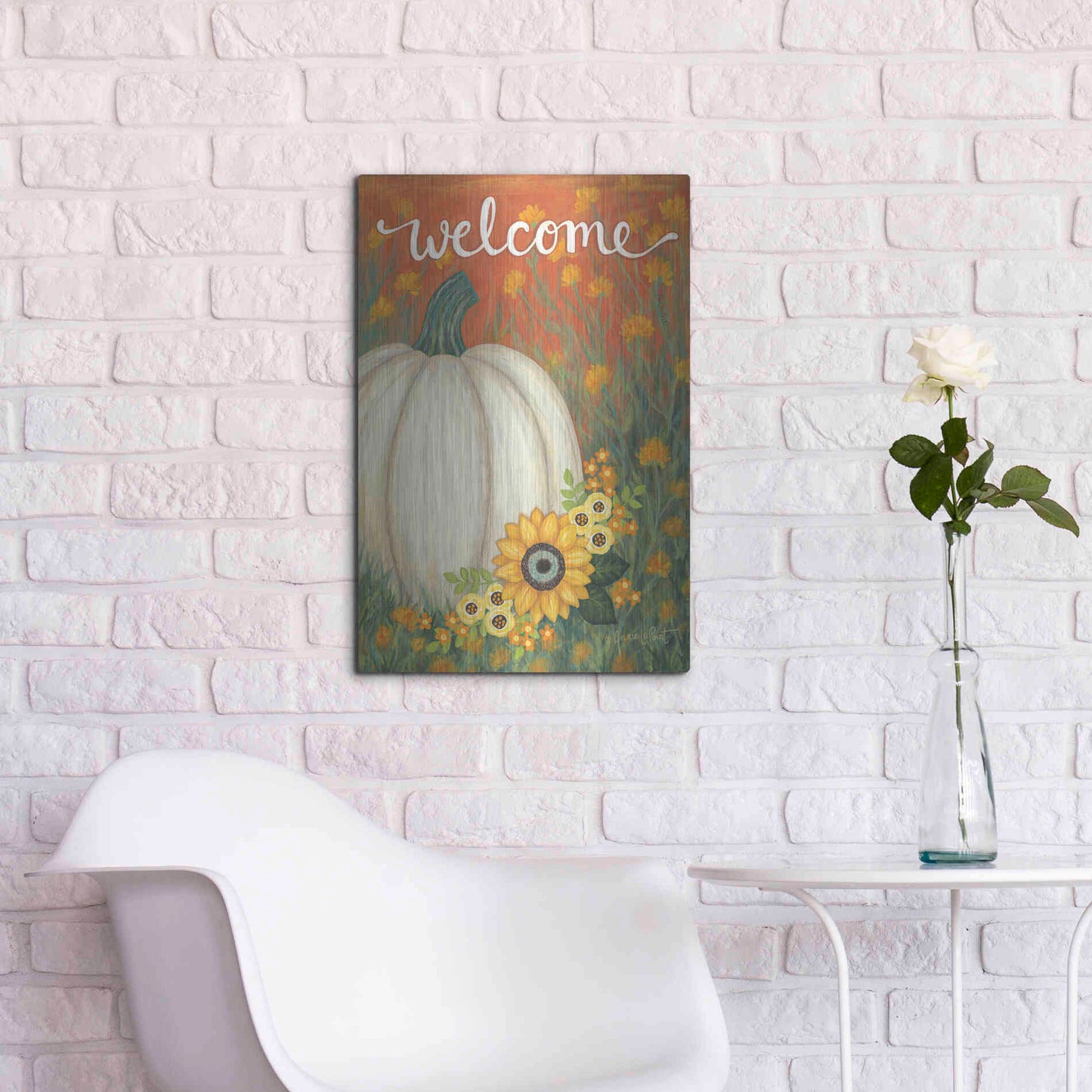 Luxe Metal Art 'Pumpkin Patch' by Annie LaPoint, Metal Wall Art,16x24