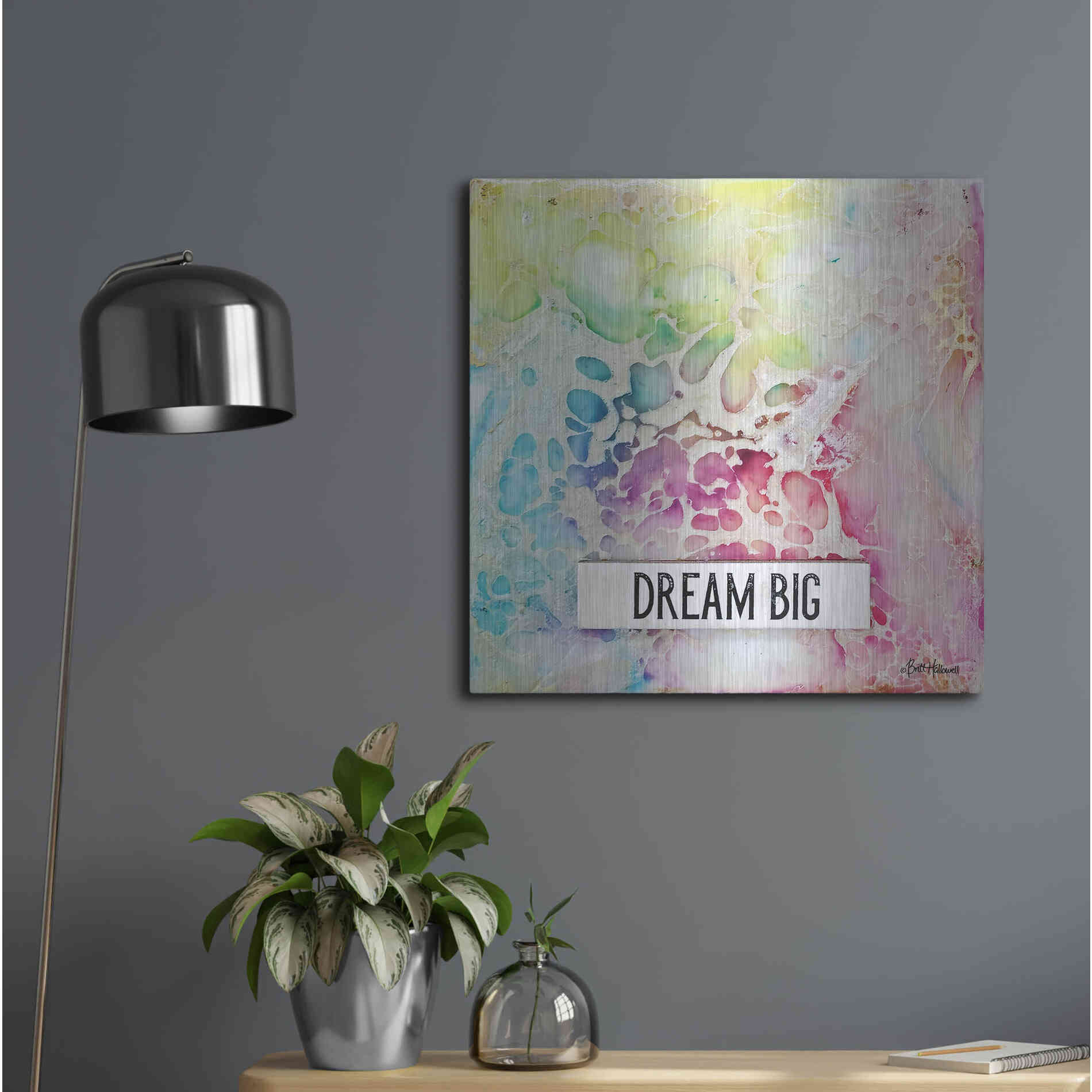 Luxe Metal Art 'Dream Big Multicolor' by Britt Hallowell, Metal Wall Art,24x24