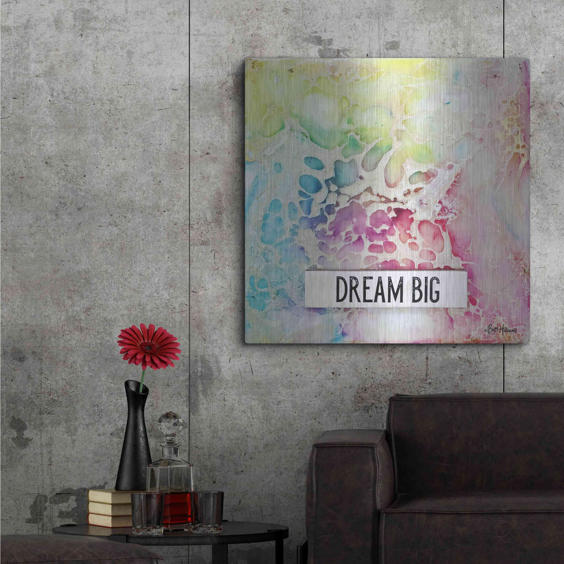 Luxe Metal Art 'Dream Big Multicolor' by Britt Hallowell, Metal Wall Art,36x36