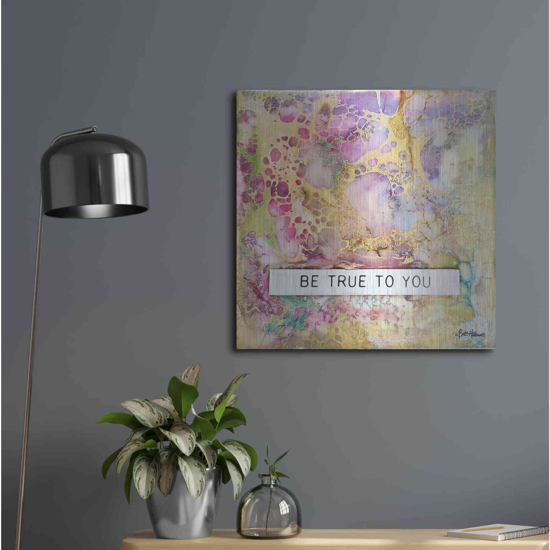 Luxe Metal Art 'Be True to You' by Britt Hallowell, Metal Wall Art,24x24