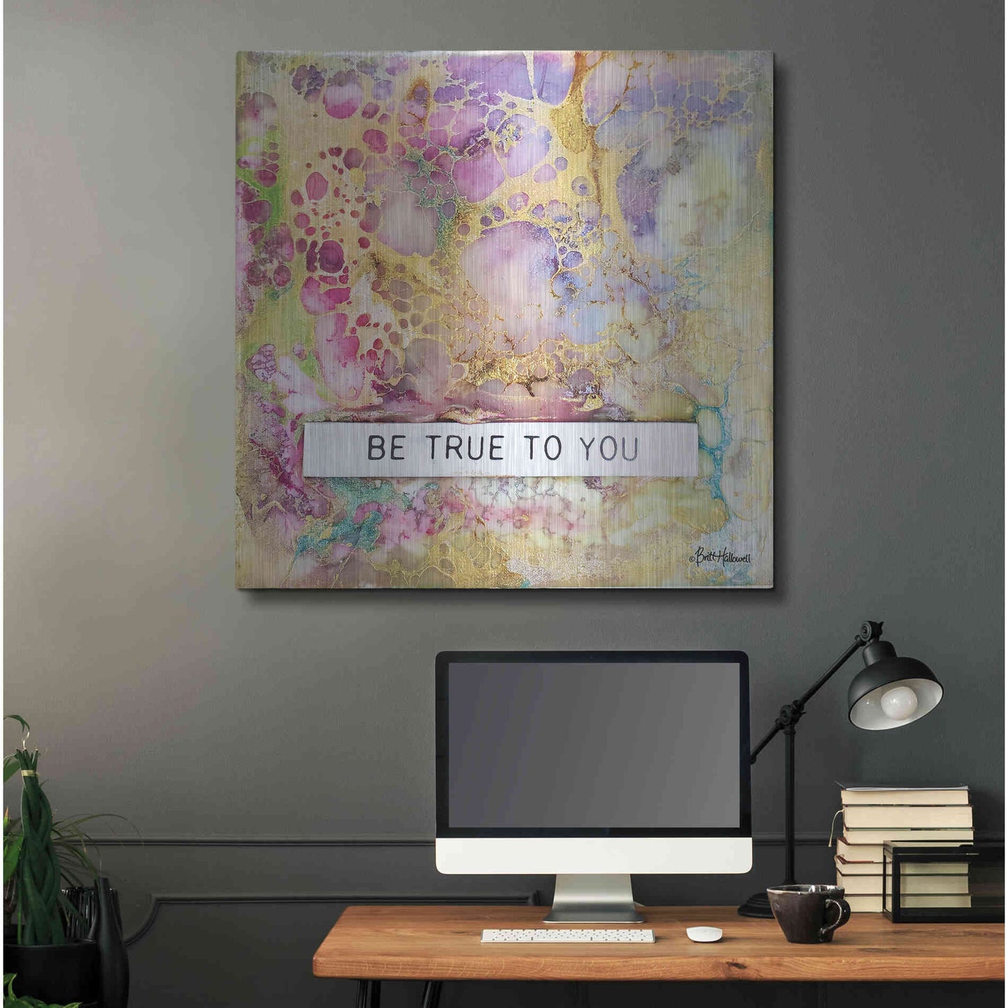 Luxe Metal Art 'Be True to You' by Britt Hallowell, Metal Wall Art,36x36