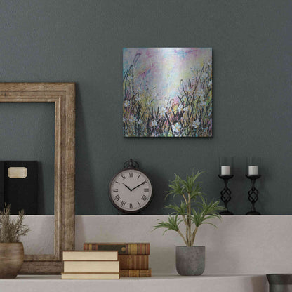 Luxe Metal Art 'Sunrise Fields' by Britt Hallowell, Metal Wall Art,12x12