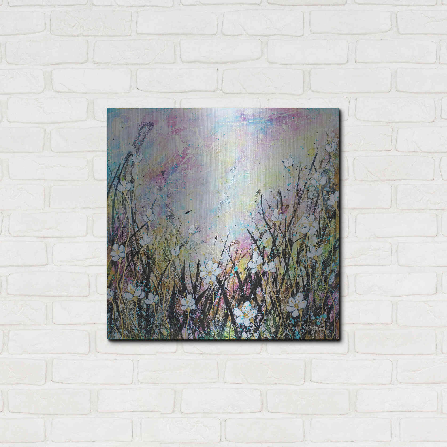 Luxe Metal Art 'Sunrise Fields' by Britt Hallowell, Metal Wall Art,24x24