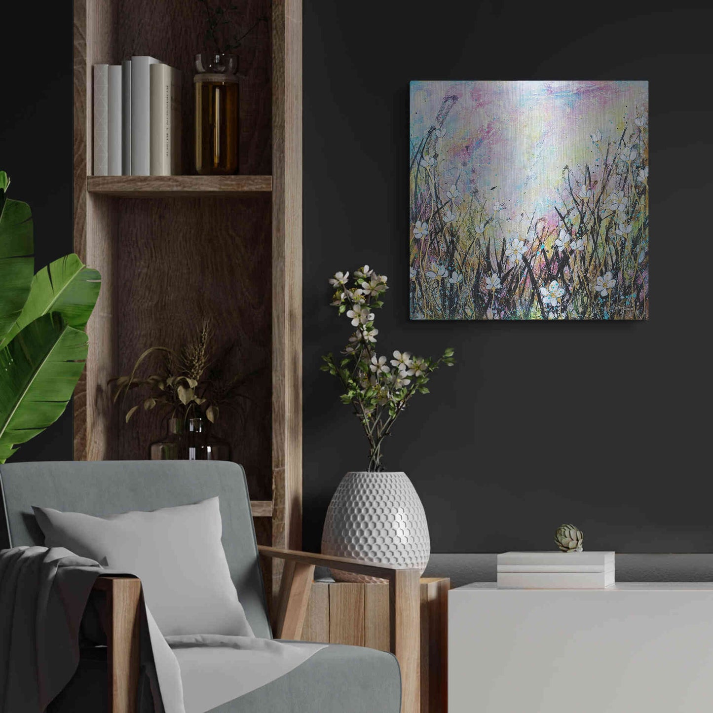 Luxe Metal Art 'Sunrise Fields' by Britt Hallowell, Metal Wall Art,24x24
