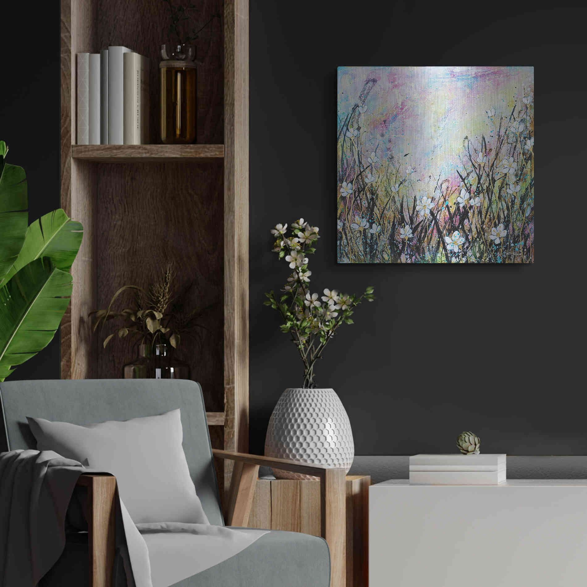 Luxe Metal Art 'Sunrise Fields' by Britt Hallowell, Metal Wall Art,24x24