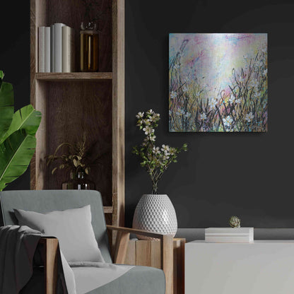 Luxe Metal Art 'Sunrise Fields' by Britt Hallowell, Metal Wall Art,24x24