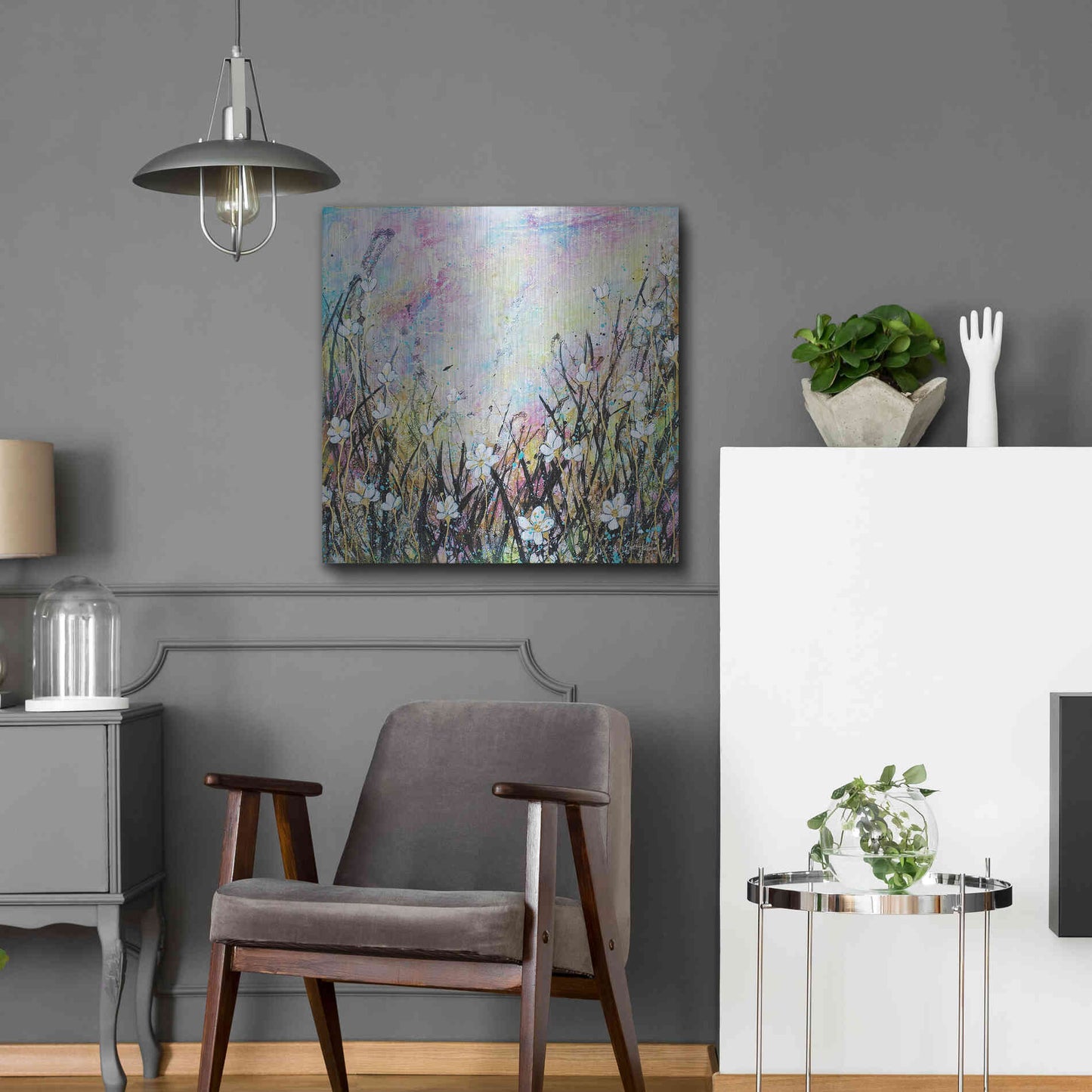 Luxe Metal Art 'Sunrise Fields' by Britt Hallowell, Metal Wall Art,24x24