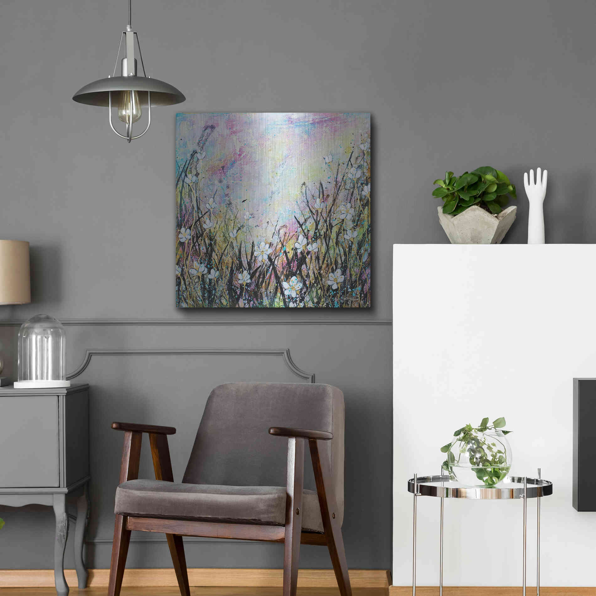 Luxe Metal Art 'Sunrise Fields' by Britt Hallowell, Metal Wall Art,24x24