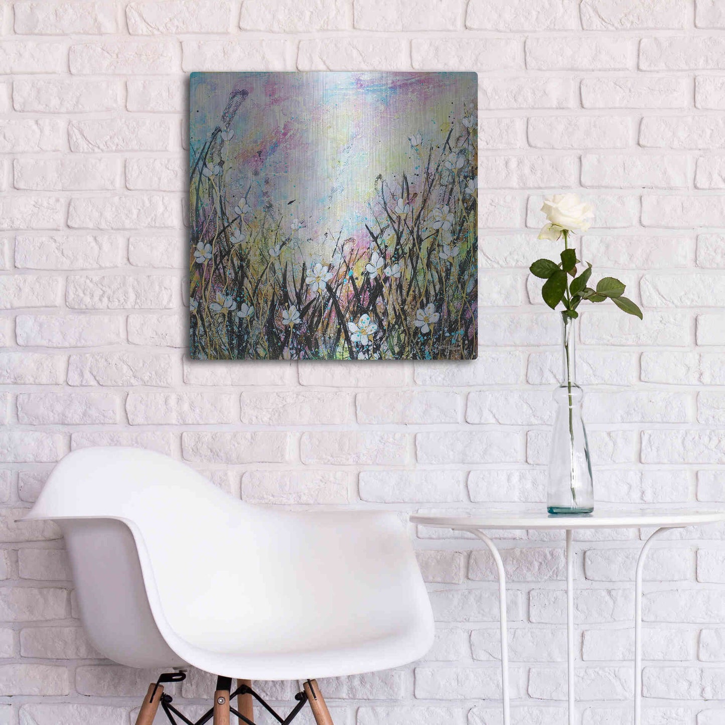 Luxe Metal Art 'Sunrise Fields' by Britt Hallowell, Metal Wall Art,24x24