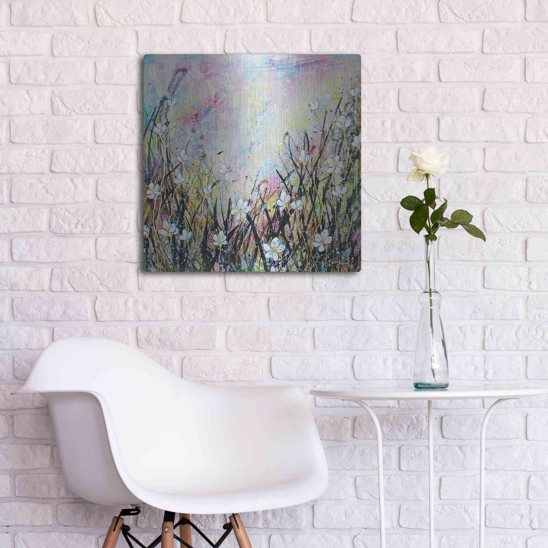 Luxe Metal Art 'Sunrise Fields' by Britt Hallowell, Metal Wall Art,24x24