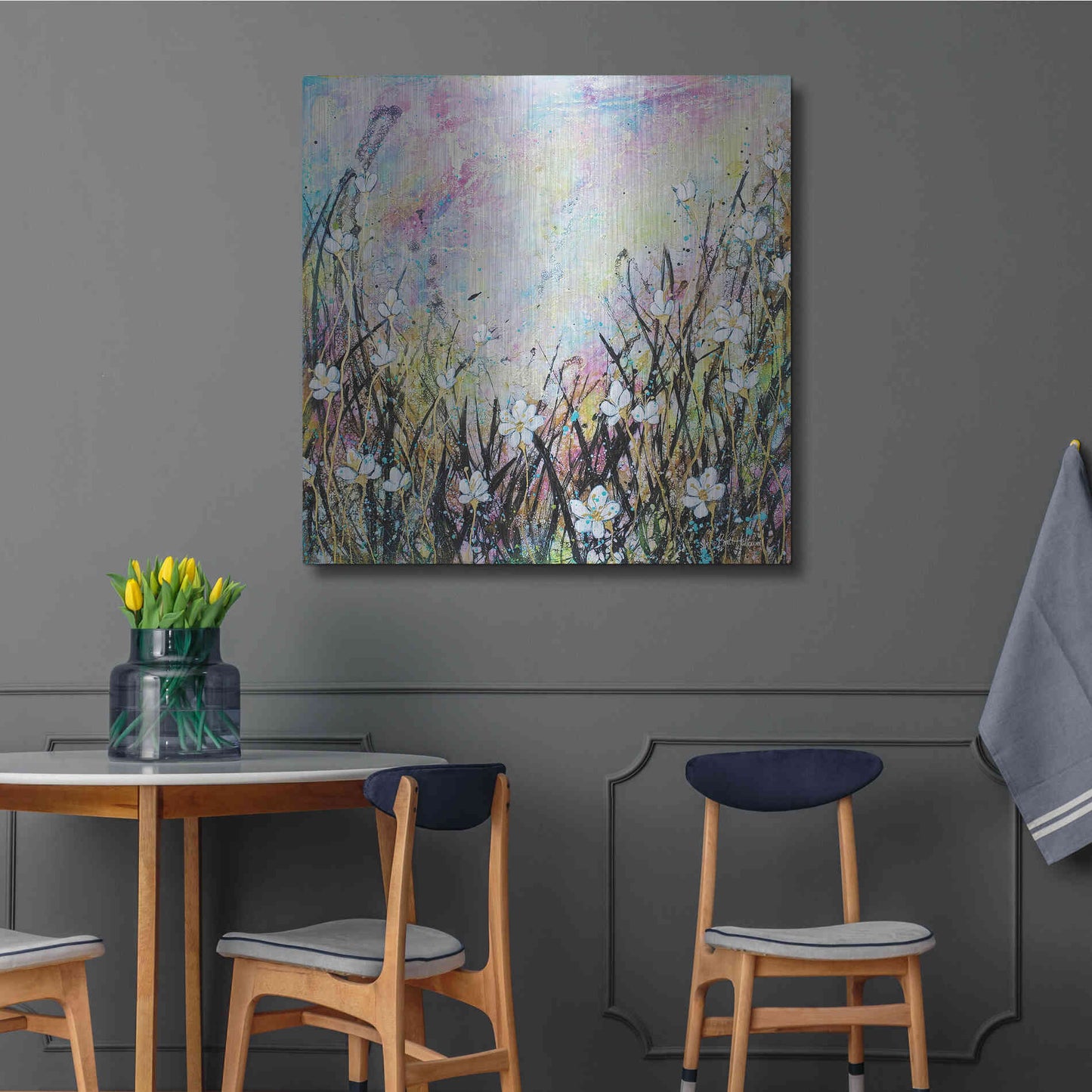Luxe Metal Art 'Sunrise Fields' by Britt Hallowell, Metal Wall Art,36x36