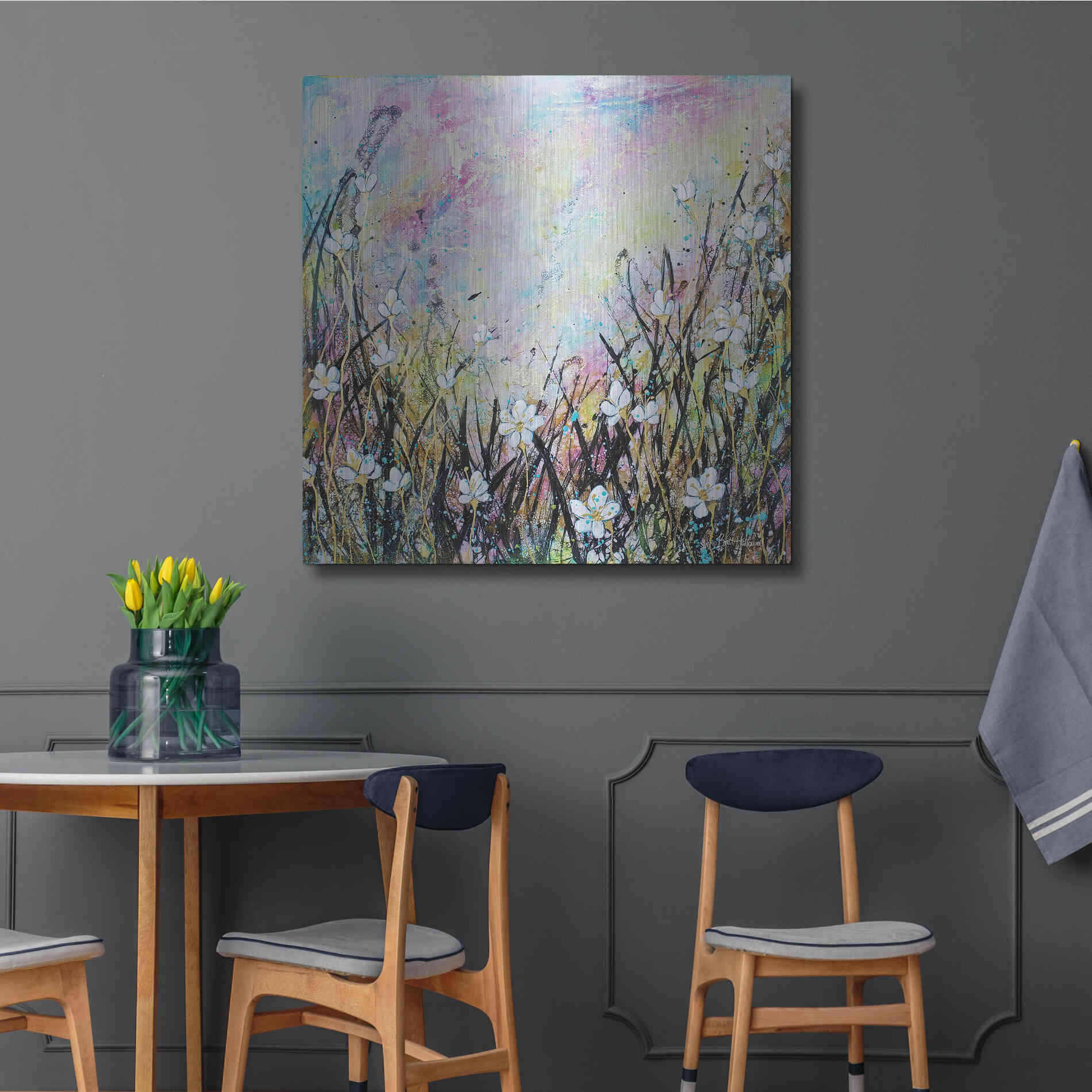 Luxe Metal Art 'Sunrise Fields' by Britt Hallowell, Metal Wall Art,36x36