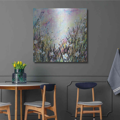 Luxe Metal Art 'Sunrise Fields' by Britt Hallowell, Metal Wall Art,36x36