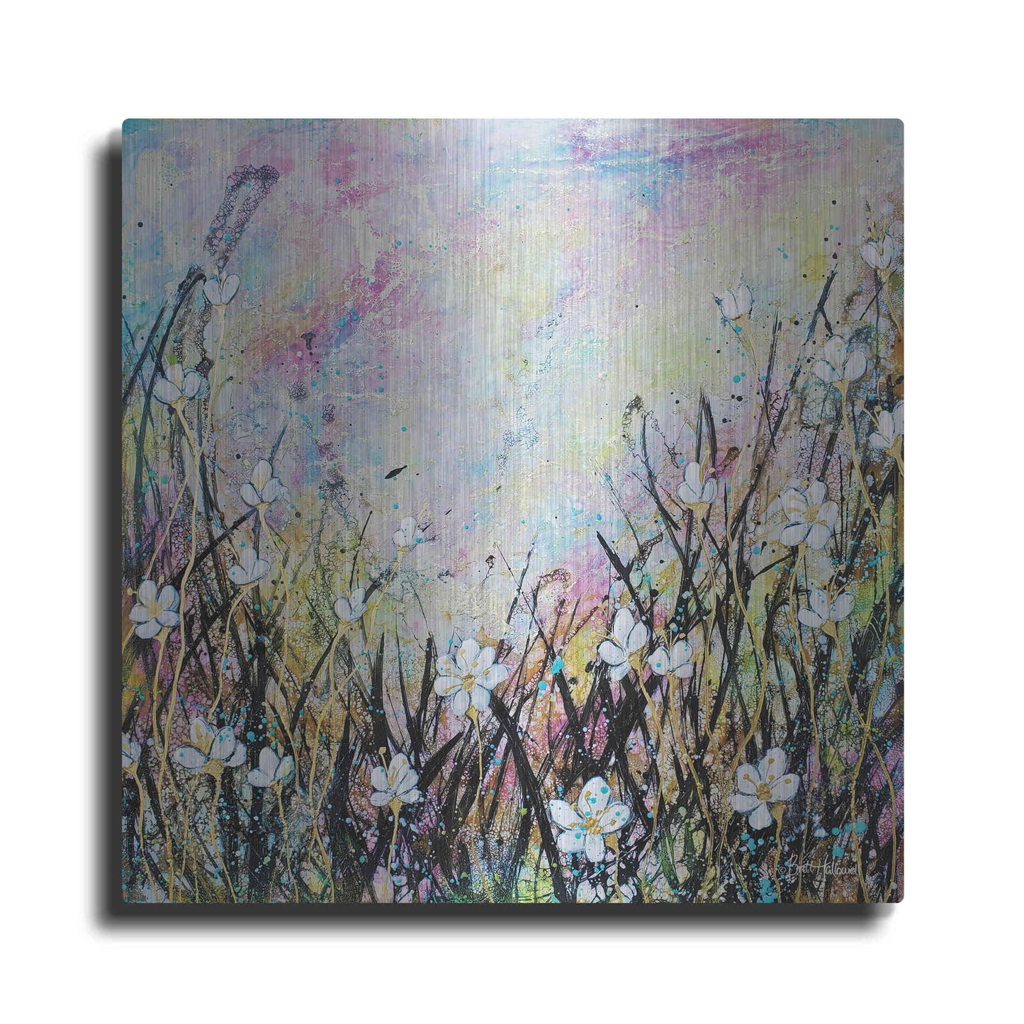 Luxe Metal Art 'Sunrise Fields' by Britt Hallowell, Metal Wall Art