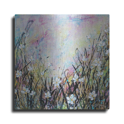 Luxe Metal Art 'Sunrise Fields' by Britt Hallowell, Metal Wall Art