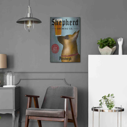 Luxe Metal Art 'German Shepherd Brewing Co Pittsburgh Black' by Ryan Fowler, Metal Wall Art,16x24