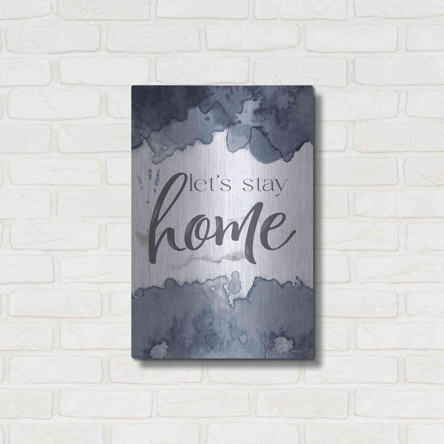 Luxe Metal Art 'Let's Stay Home' by Susie Boyer, Metal Wall Art,16x24