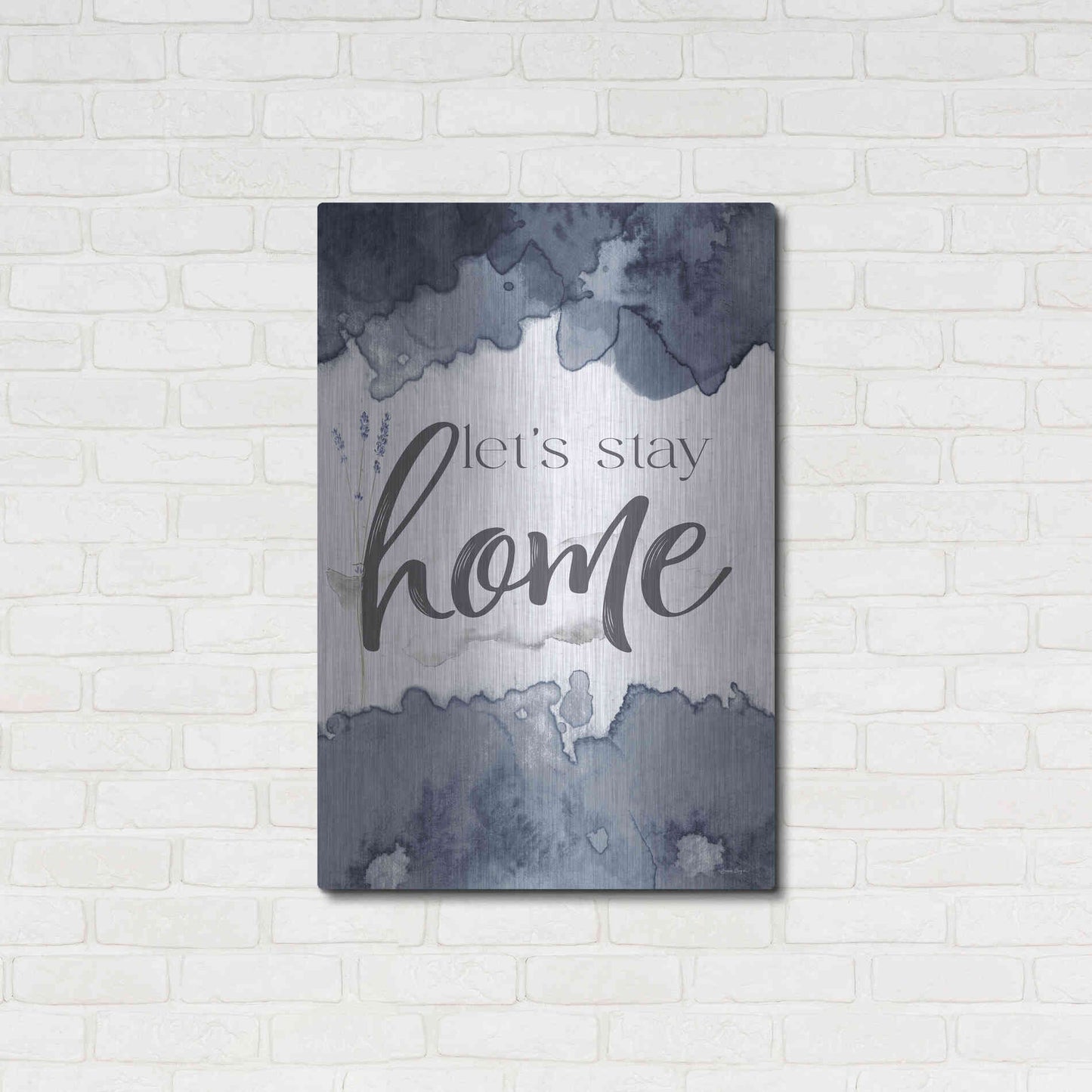 Luxe Metal Art 'Let's Stay Home' by Susie Boyer, Metal Wall Art,24x36