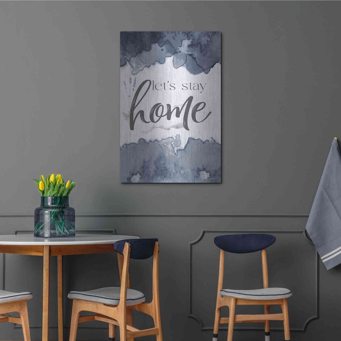 Luxe Metal Art 'Let's Stay Home' by Susie Boyer, Metal Wall Art,24x36