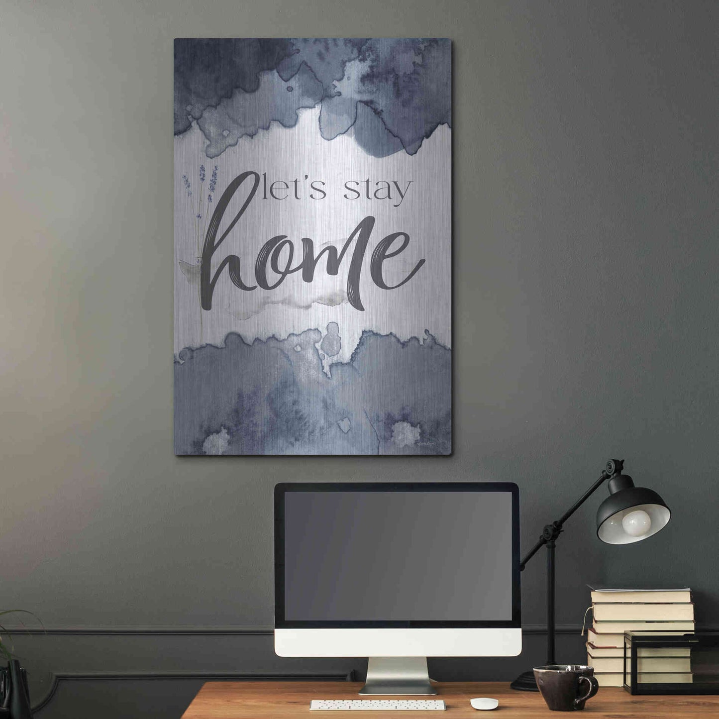 Luxe Metal Art 'Let's Stay Home' by Susie Boyer, Metal Wall Art,24x36