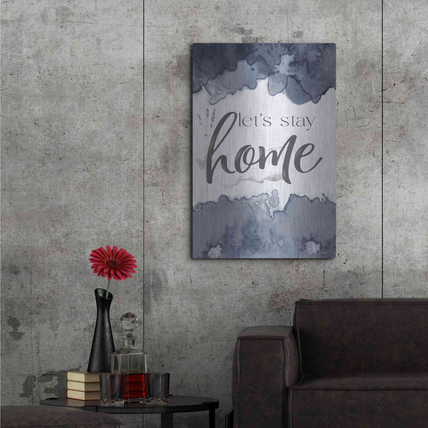 Luxe Metal Art 'Let's Stay Home' by Susie Boyer, Metal Wall Art,24x36