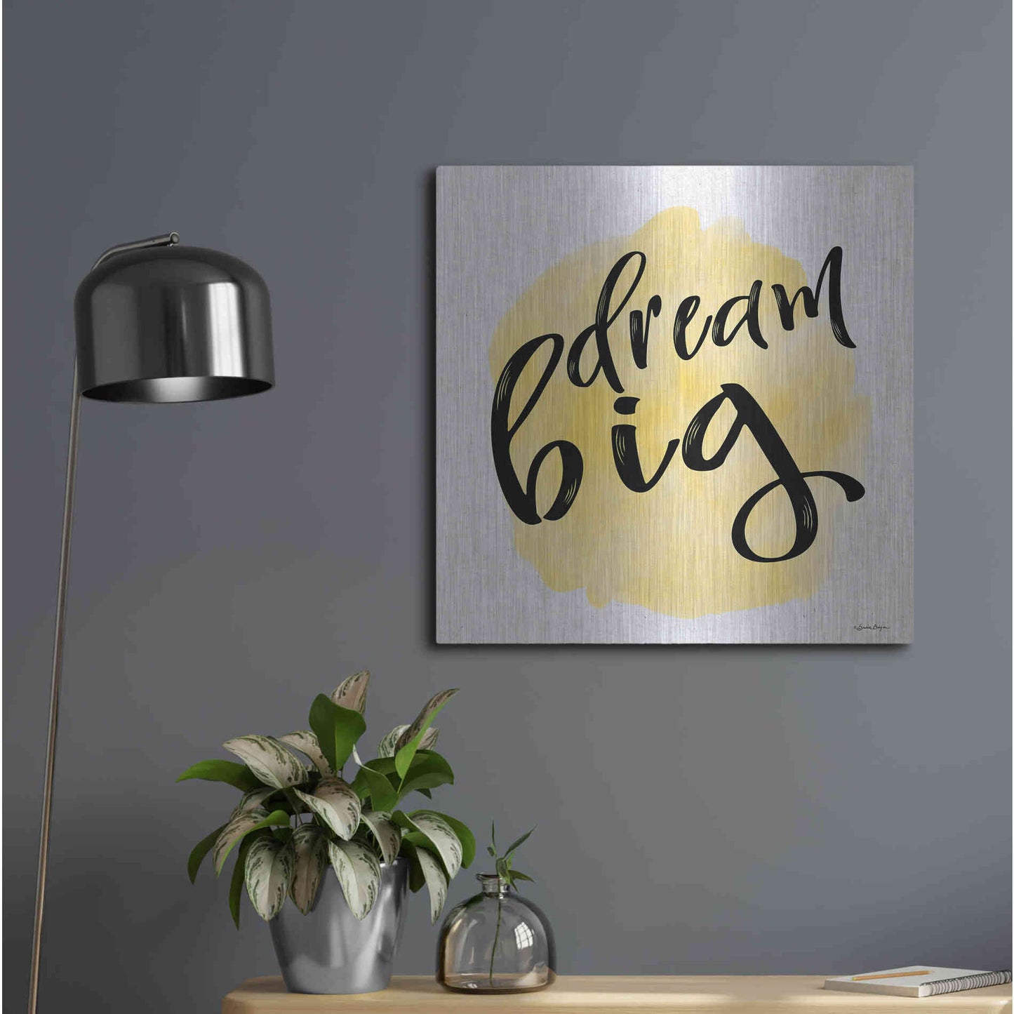 Luxe Metal Art 'Dream Big' by Susie Boyer, Metal Wall Art,24x24