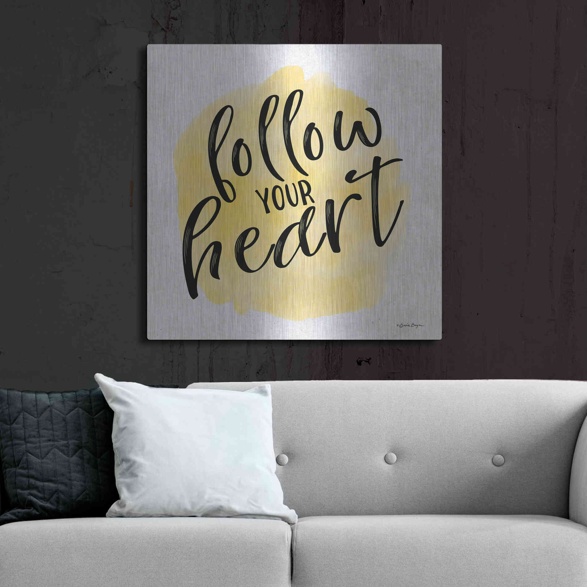 Luxe Metal Art 'Follow Your Heart' by Susie Boyer, Metal Wall Art,36x36